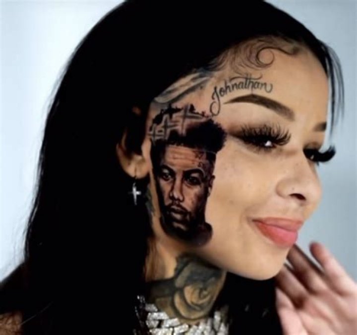 Blueface's Artist Chrisean Rock Gets His Name Tattooed On Her Face