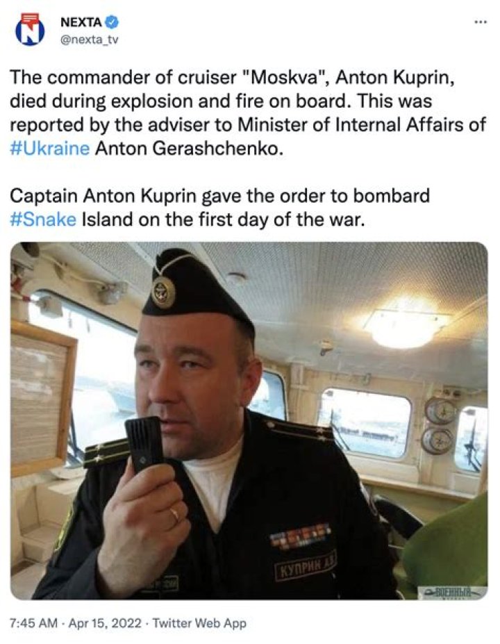 
Captain Anton Kuprin Among Many To Lose Their Life In Moskva Crew Sinking, Here Is What We Know About Him 