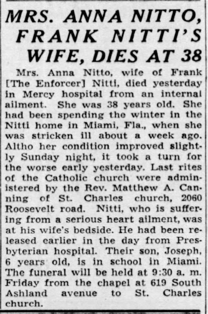 Frank Nitti Biography, Age, Height, Wife, Net Worth, Family