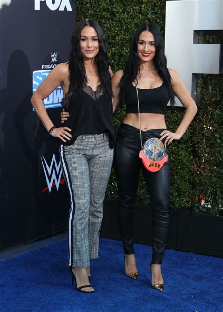 Nikki Bella Flaunts Toned Abs With Twin Sister Brie at WWE’s 20th Anniversary Celebration