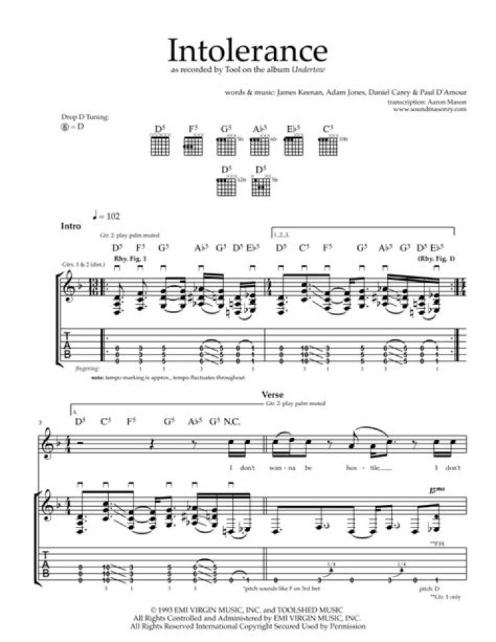 Tool’s
Intolerance Lyrics